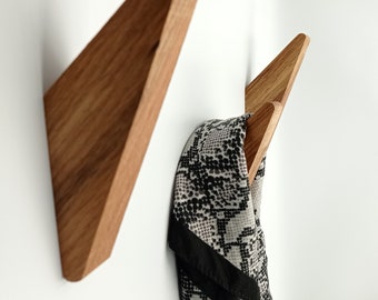 Solid Oak Wood Wall Hooks, Bathroom Wall Hooks For Towels, Wooden Hangers For Accessories, Rustic Hat Hooks For Dad