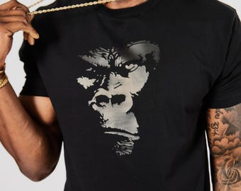 Gorilla Face T-Shirt | Organic Cotton Tee | Minimalist Silverback Graphic