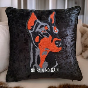 Dober Man Fauxfur Sofa Velvet Cushion Dog Owner Gifted DobermanPinscher Luxury Sofa Pillow Pets Dogs Housing Gift Dogs Lover Pillow