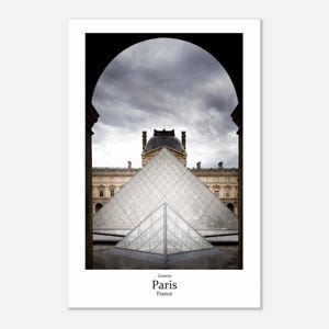 Museo del Louvre a Parigi, fotografia artistica, vista spettacolare con linee guida - Carta semi-lucida di alta qualità - Poster da parete