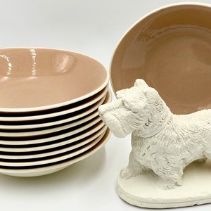 Vintage Retro Mid Century Modern Bowls | Harkerware &quot;Rose Cocoa&quot; | Ceramic Pet Bowls | Food Water Bowls | Your Pampered Pet | SET OF TWO