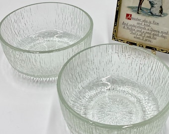 Beautiful Scandinavian MCM Optic Ice Glass Pet Bowls | Pressed Glass Cat or Dog Bowls | Feeding Bowls | Pampered Pet Food and Water Bowls