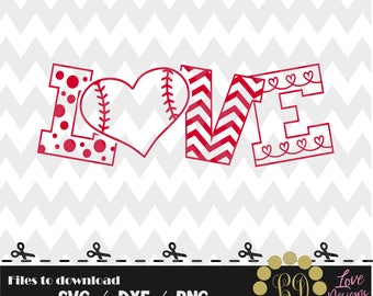 LOVE Baseball svg,Softball,png,dxf,cricut,silhouette studio,jersey,shirt,proud,loud,birthday,invitation,sports,cutting,heart,chevron,college