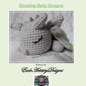 Häkelanleitung für einen schlafenden Baby-Drachen: Amigurumi Plüsch (nur digitales Muster)
