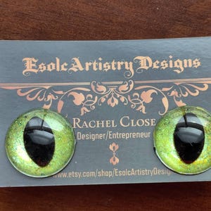 Cat Safety Eyes | Glitter Safety Eyes | Hand-painted Safety Eyes | Crochet Amigurumi Eyes | 25mm Eyes |  Pair of Safety Eyes
