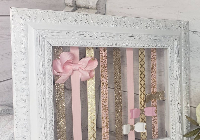 Gold Nursery Decor Hair Bow Organizer Nursery Deco Bow Holder Nursery Wall Art Hair Bows Baby Doll Dreamy Nursery Hairbow Organizer