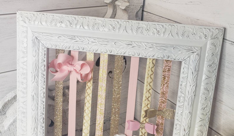 Gold Nursery Decor Hair Bow Organizer Nursery Deco Bow Holder Nursery Wall Art Hair Bows Baby Doll Dreamy Nursery Hairbow Organizer