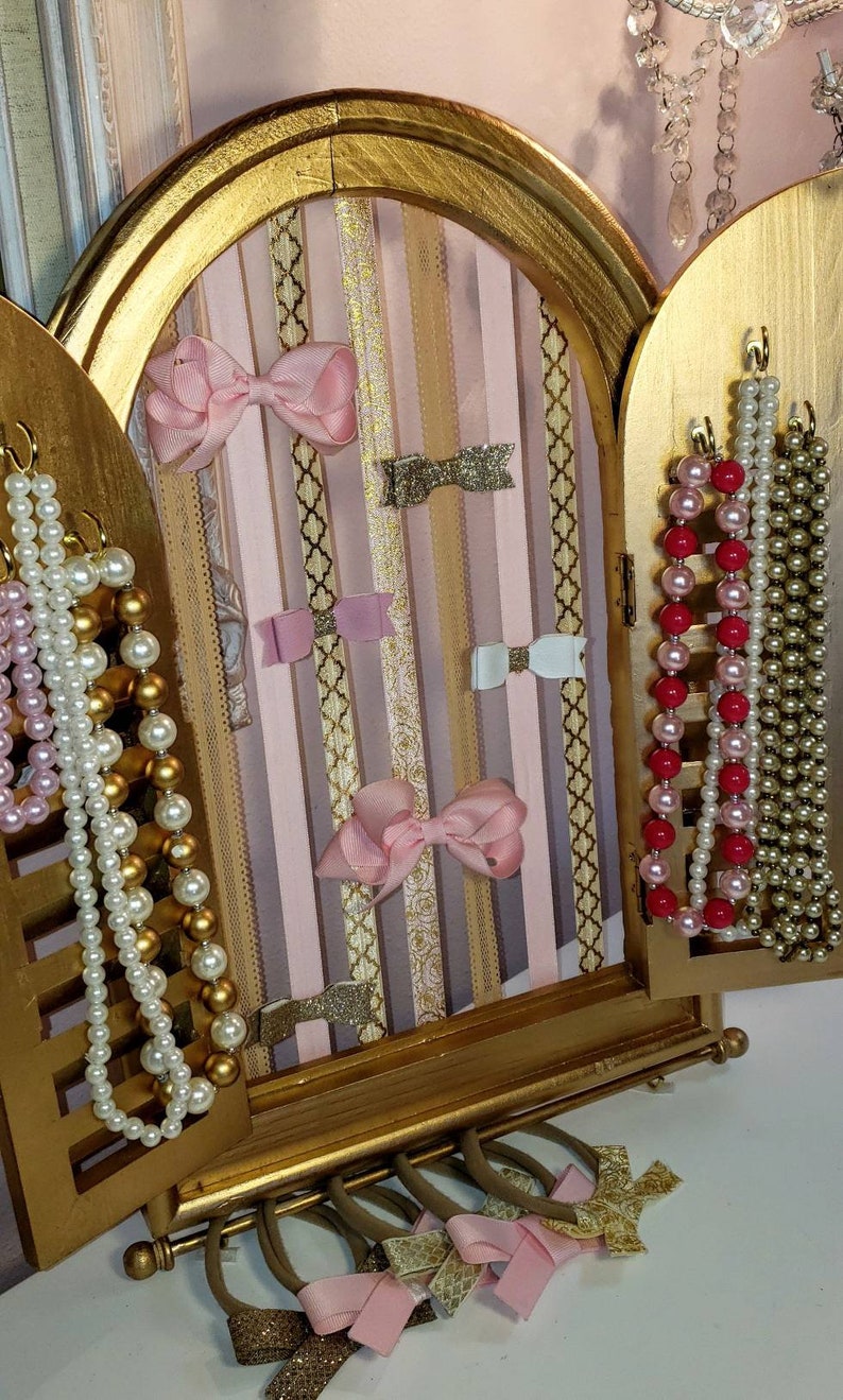 Wall Display Nursery Bow Holder Girl/'s Gift Kid Bedroom Wall Display Jewelry Holder Gold Nursery Jewelry Display Unique Nursery Decor