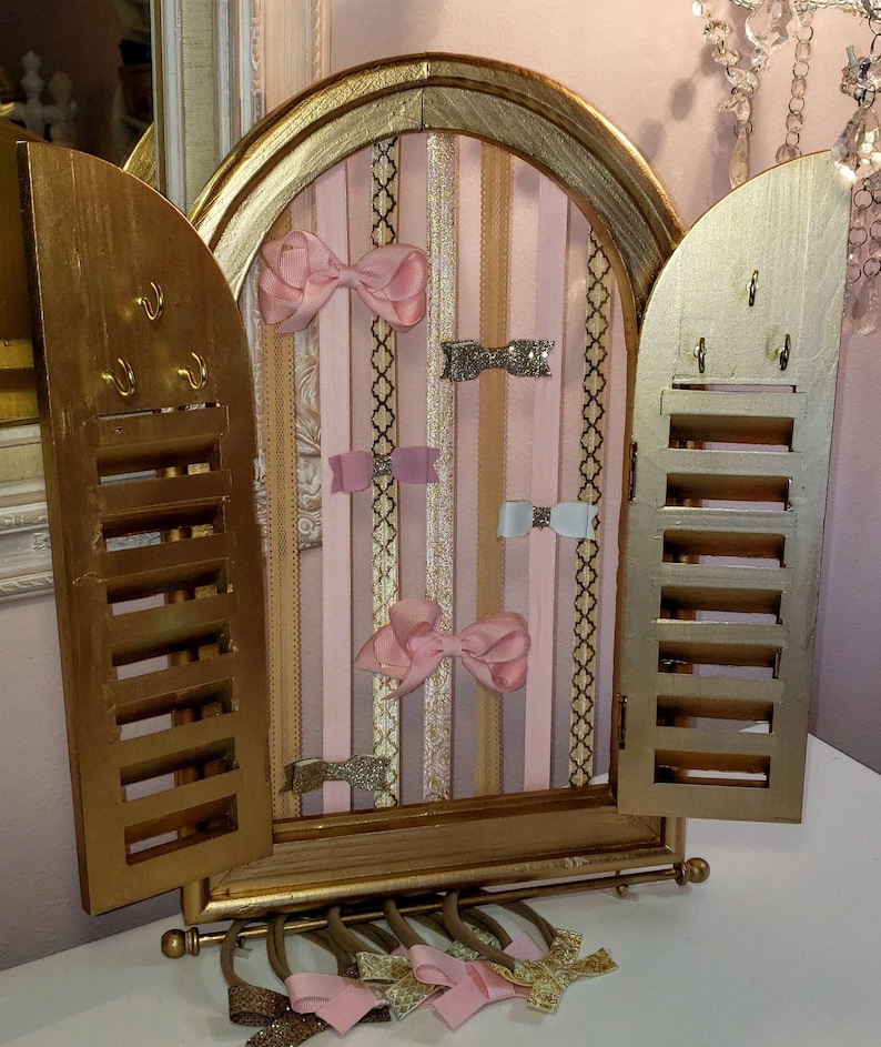 Wall Display Nursery Bow Holder Girl/'s Gift Kid Bedroom Wall Display Jewelry Holder Gold Nursery Jewelry Display Unique Nursery Decor