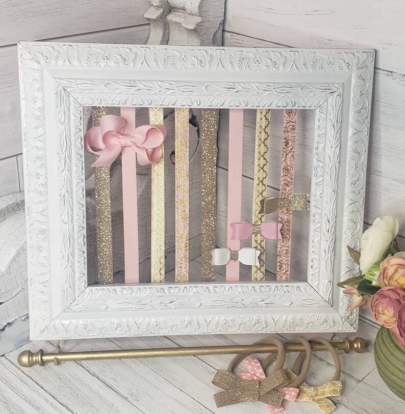 Gold Nursery Decor Hair Bow Organizer Nursery Deco Bow Holder Nursery Wall Art Hair Bows Baby Doll Dreamy Nursery Hairbow Organizer