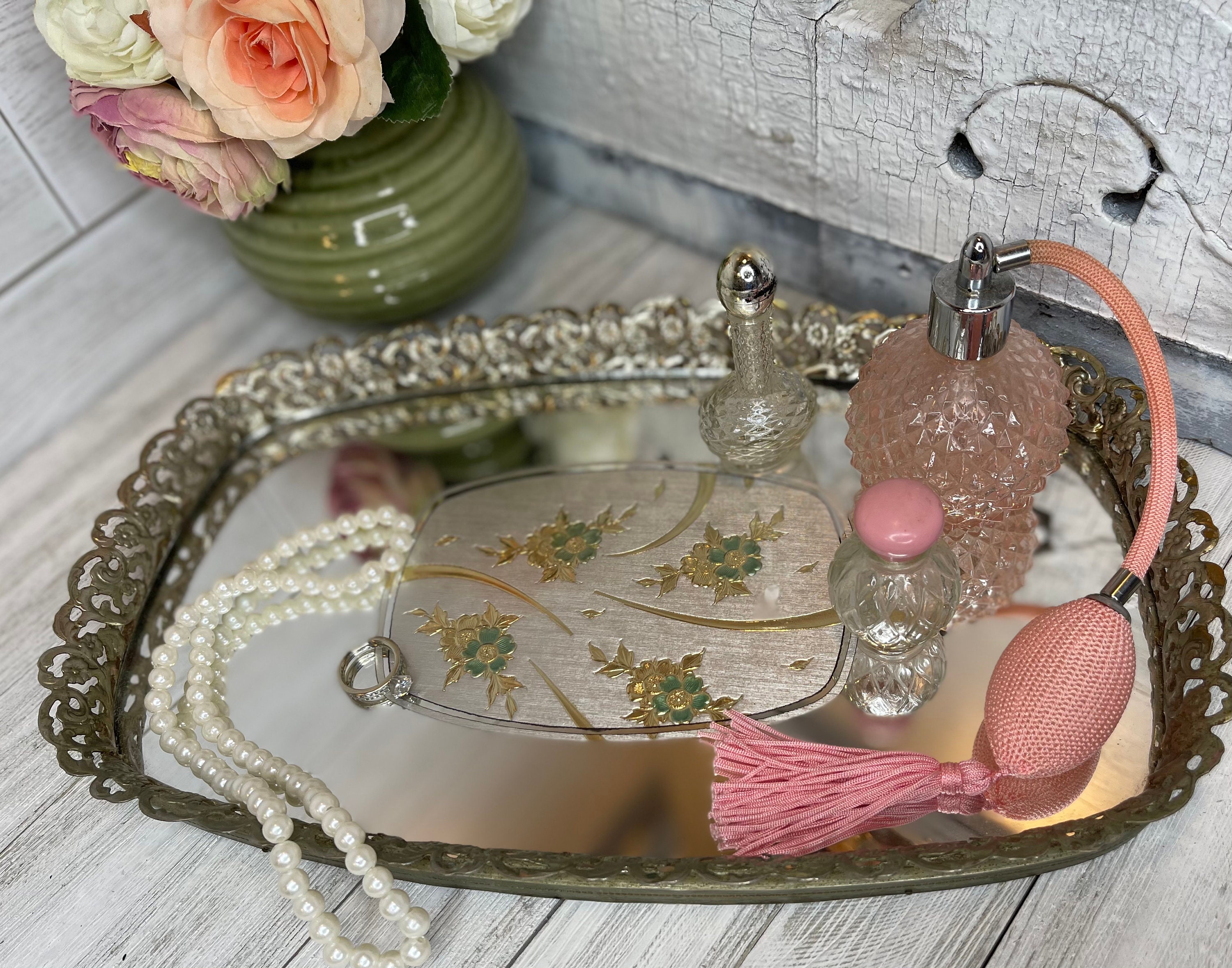 Vanity Tray Bathroom Vanity Vintage Vanity Perfume Tray Etsy