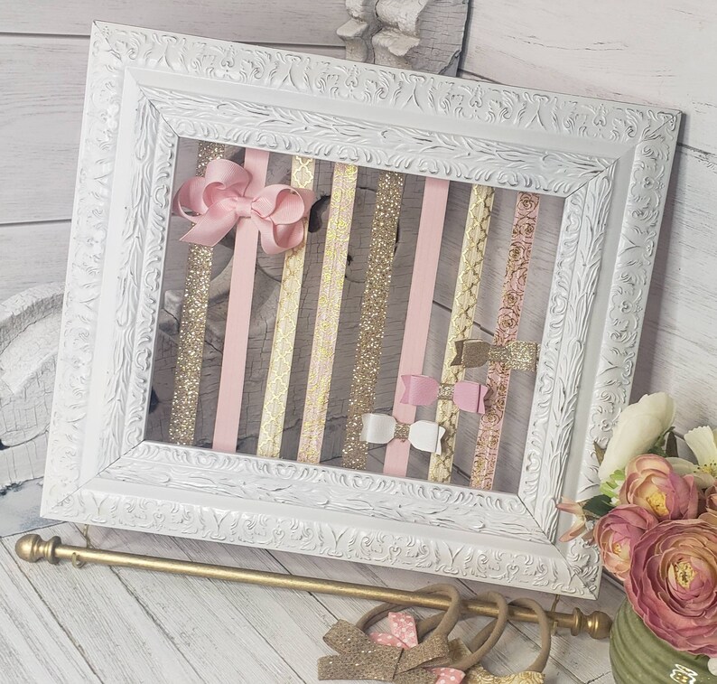 Gold Nursery Decor Hair Bow Organizer Nursery Deco Bow Holder Nursery Wall Art Hair Bows Baby Doll Dreamy Nursery Hairbow Organizer