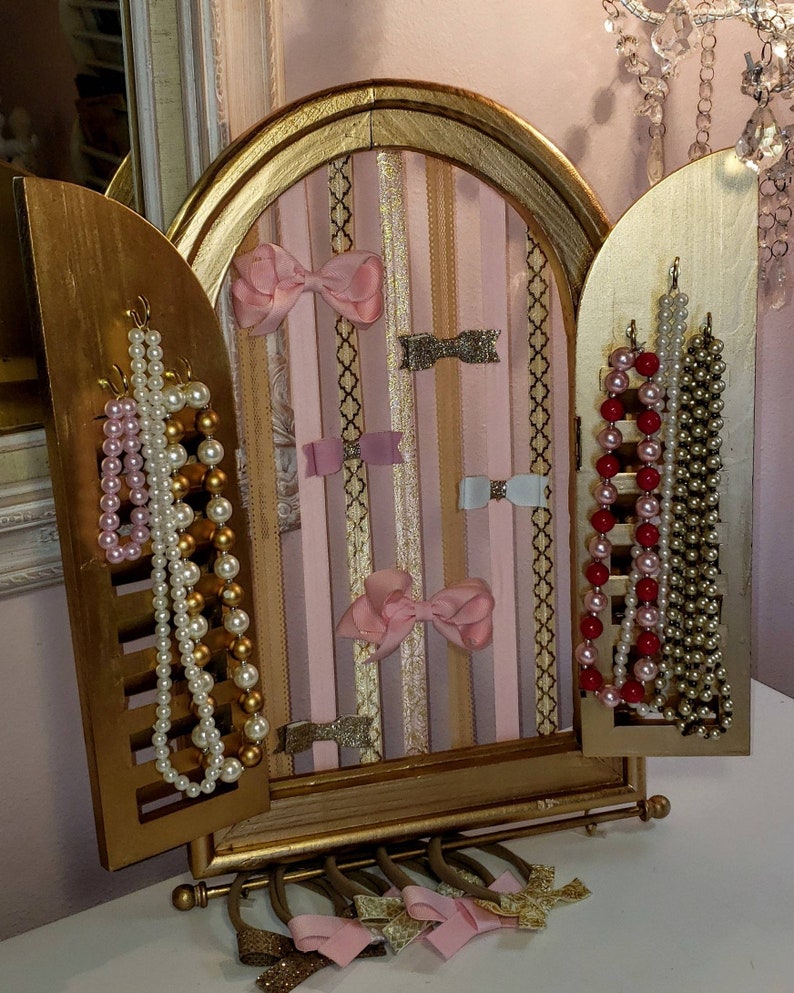 Wall Display Nursery Bow Holder Girl/'s Gift Kid Bedroom Wall Display Jewelry Holder Gold Nursery Jewelry Display Unique Nursery Decor