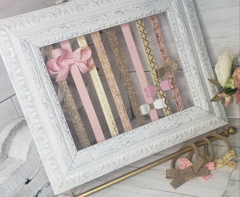 Gold Nursery Decor Hair Bow Organizer Nursery Deco Bow Holder Nursery Wall Art Hair Bows Baby Doll Dreamy Nursery Hairbow Organizer