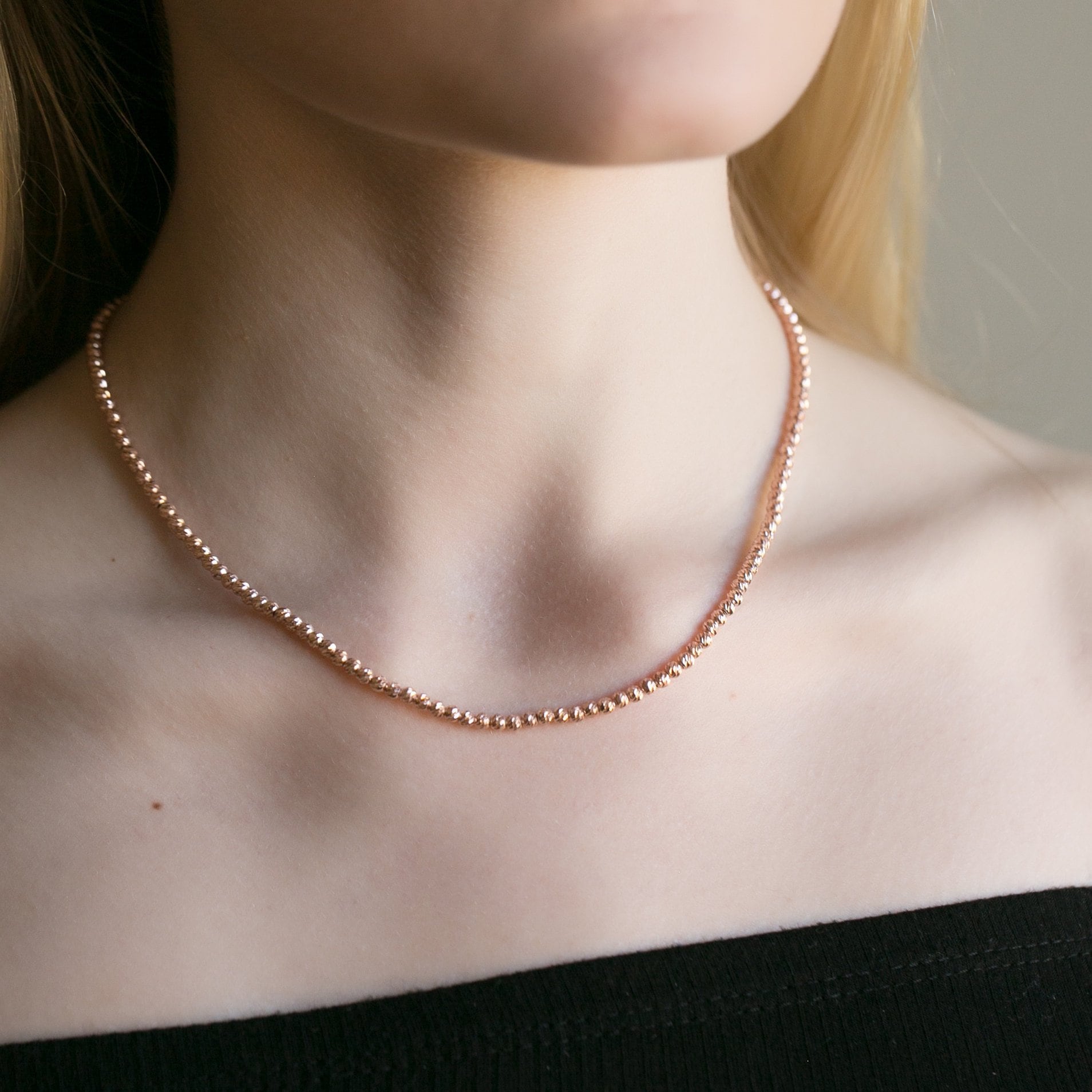 14K Rose Gold Plated Statement Necklace Thin Gold Necklace Etsy