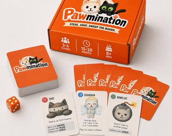 Pawmination Cat Card Game for Kids and Families, Ages 8+, 3–6 Players, Kids Birthday Gift, Christmas Gift