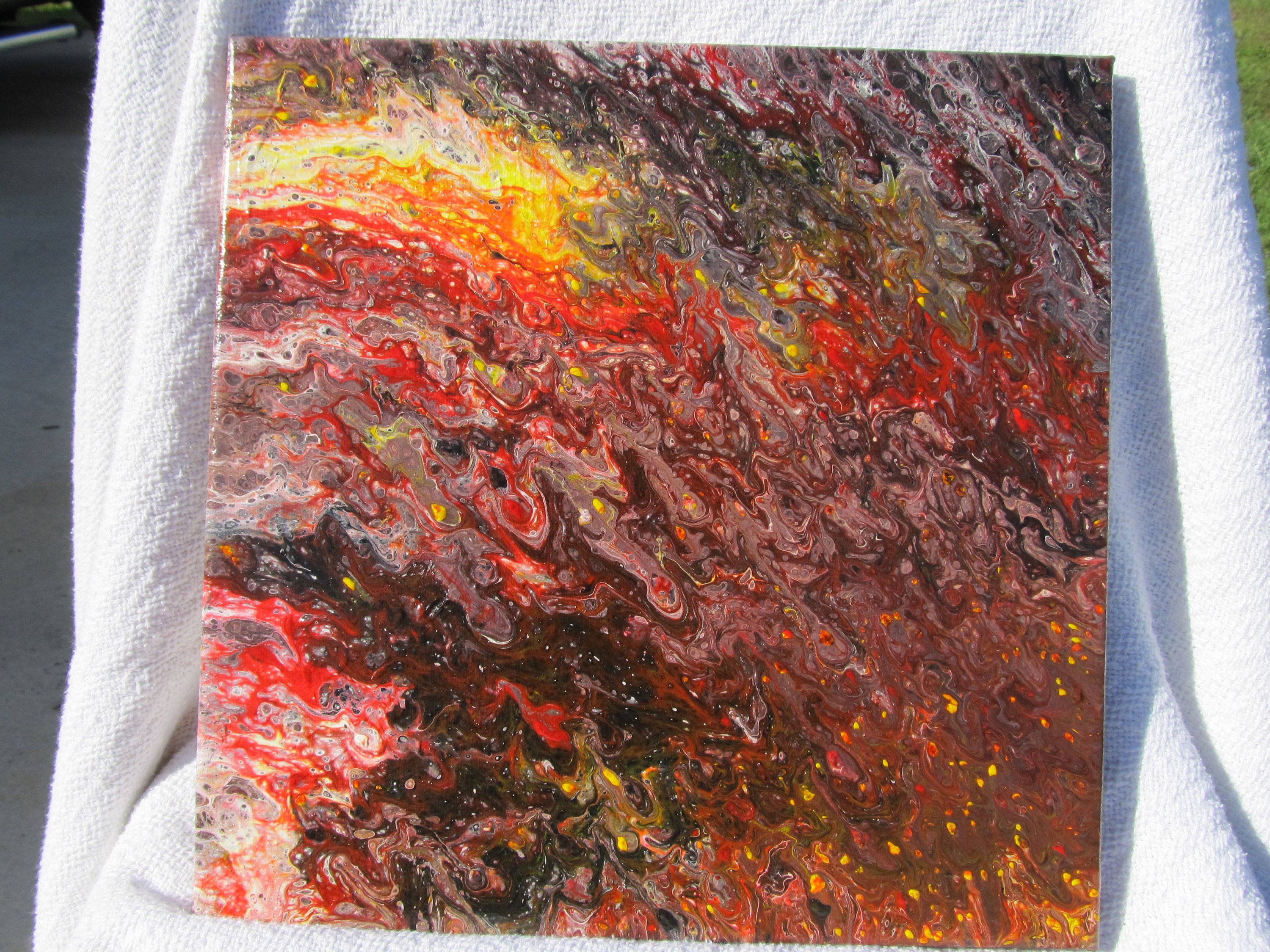 Textured Canvas Red Black Yellow Abstract Fluid Etsy