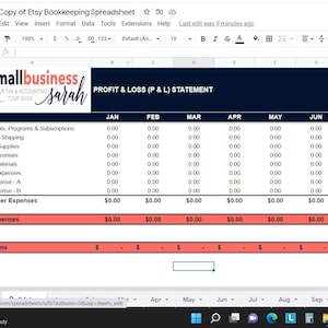 Bookkeeping Spreadsheet for Etsy Sellers, Income & Expense Tracker in Google Sheets, Profit and Loss Report, Be Ready for Taxes image 2