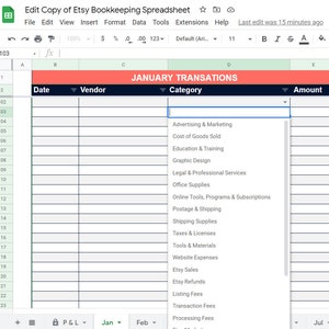 Bookkeeping Spreadsheet for Etsy Sellers, Income & Expense Tracker in Google Sheets, Profit and Loss Report, Be Ready for Taxes image 3