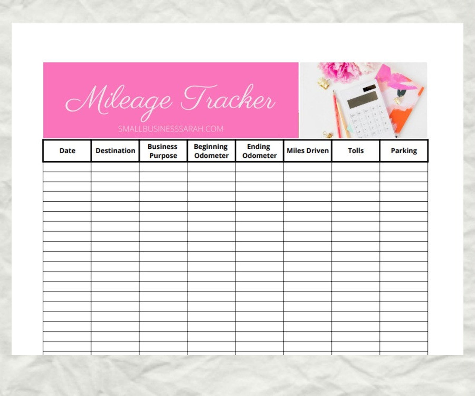 Business Mileage Tracker, Mileage Tax Deduction, Business Planner, 8