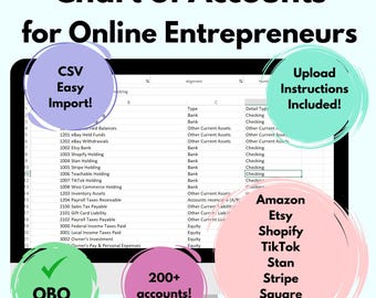 E-commerce Chart of Accounts: QuickBooks Online Bookkeeping Template