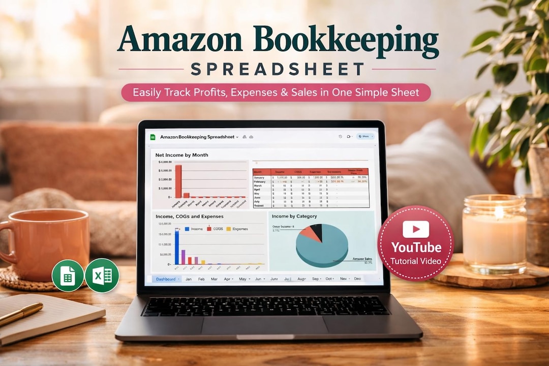 Amazon Seller Bookkeeping Spreadsheet - Income & Expense Tracker ...
