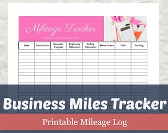 Business Mileage Tracker: IRS Tax Deduction Printable (PDF)