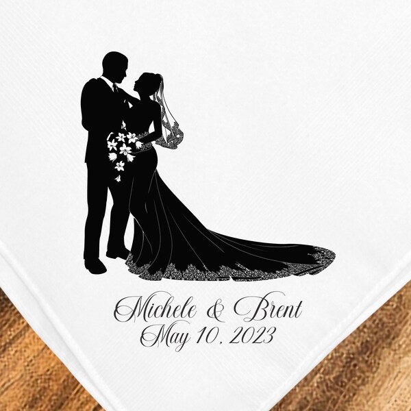 Bride & Groom Second Line Handkerchief | Personalize Handkerchiefs | Wedding Favors | Custom Made for Weddings Events Party | 17" x 17"