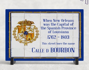 New Orleans Historic Spanish Street Sign Ceramic Tile Art (12x8