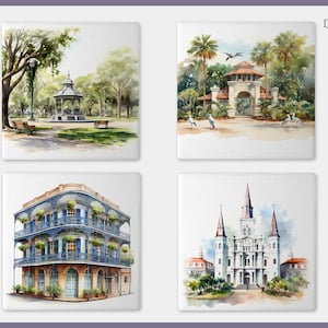 New Orleans Iconic Coaster New Orleans Gift Employee Gift Louisiana Coaster Wedding Gift House Gift French Quarter Coaster NOLA Culture