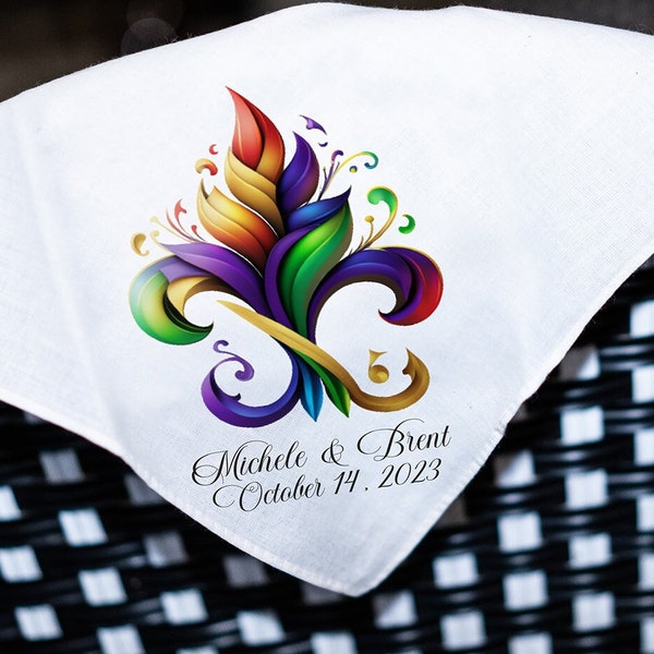 Second Line Handkerchief Fleur de Lis Mardi Gras Ball Handkerchiefs Custom Handkerchiefs Personalize Handkerchief Mardi Gras Krewe
