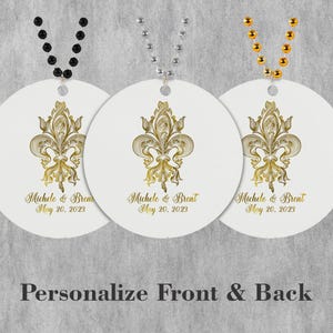 Customizable Fleur De Lis Medallion Bead Favors with Your Own Design - Personalized Party Favors - Custom Bead Throws