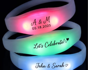 Custom LED Wristbands for Events, Personalized Party Favors, Light Up Bracelets. Size suggested for adults