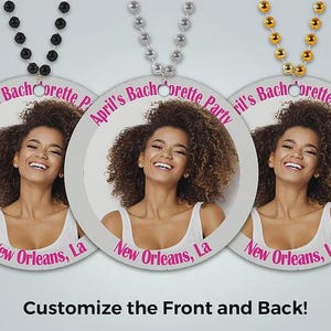 Personalized Custom Medallion Beads One Dozen Bachelorette Party Decorations Choose Bead Color and Design Add Your Own Event Details