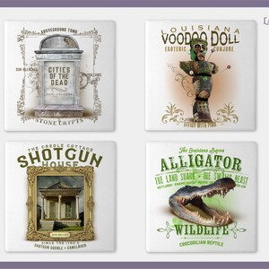New Orleans Culture Coaster Gift Set Employee Gift Louisiana Coaster Gift House Warming Gift Iconic Symbols New Orleans French Quarter Gift