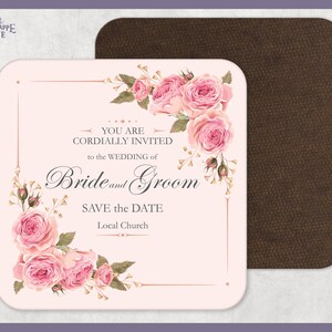 Save The Date Personalize Coaster Magnet Wedding Favor Thank You Gift Wedding Drink Coaster Personalized Coaster Save The Date Magnet