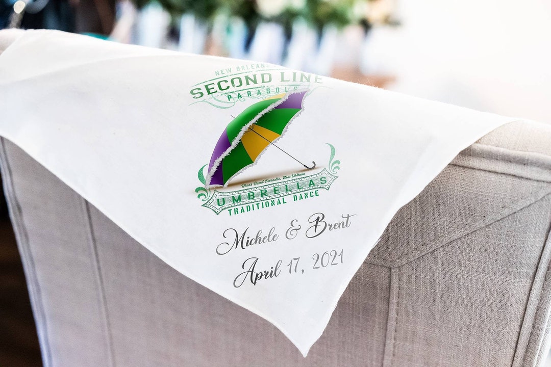Second Line Handkerchief Umbrella Personalize Handkerchiefs Wedding Favors Custom Made for