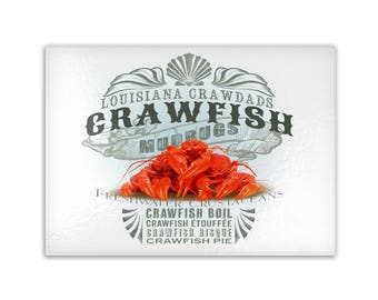 New Orleans French Quarter Tempered Glass Cutting Board NOLA Food Classics