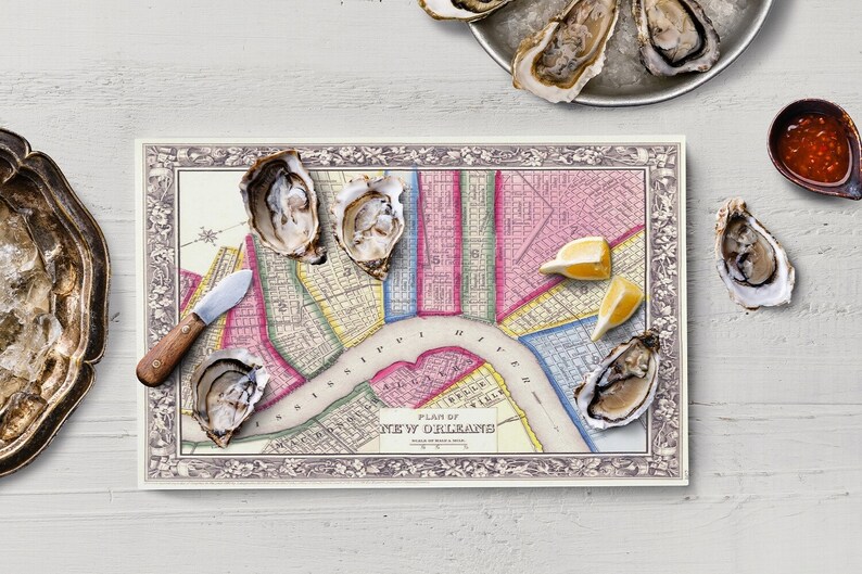 Cutting Board New Orleans Vintage Map Glass Cutting Board NOLA Etsy