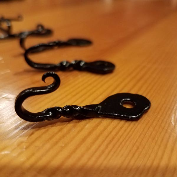 5+ 1 1/2" Small Decorative Black Metal Wall Hooks Twisted hook Lot, Decorative hooks, Small Hooks, Forged Hooks, Hooks, Jewelry Hooks