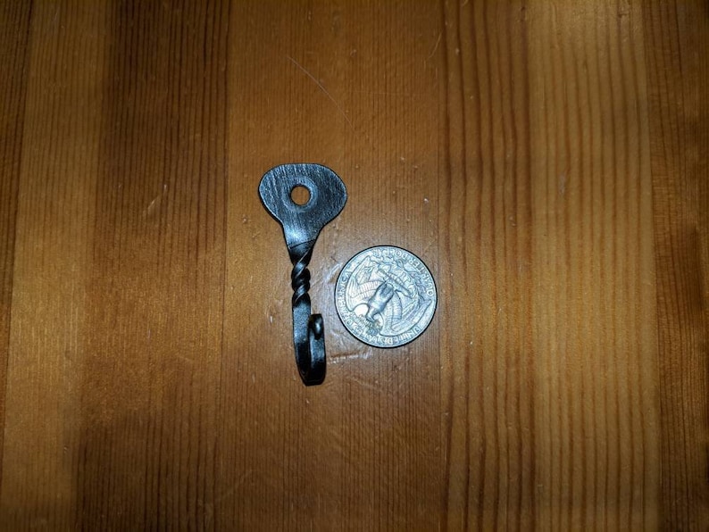 5 2 Small Decorative Black Metal Wall Hooks Twisted Hook Lot