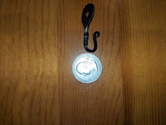 5 1 1 2 Small Decorative Black Metal Wall Hooks Twisted Hook Lot