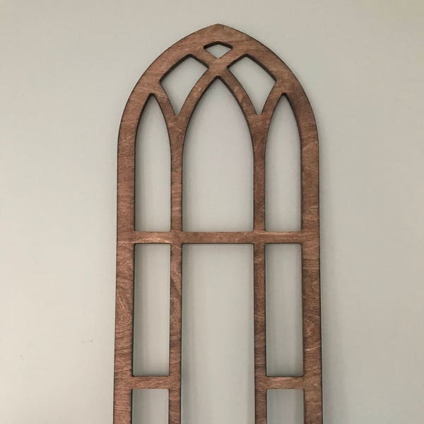 Cathedral Arch Vintage inspired Style Faux Window Frame, Farmhouse style, wood wall decor, church arched pointed finished or unfinished 44"
