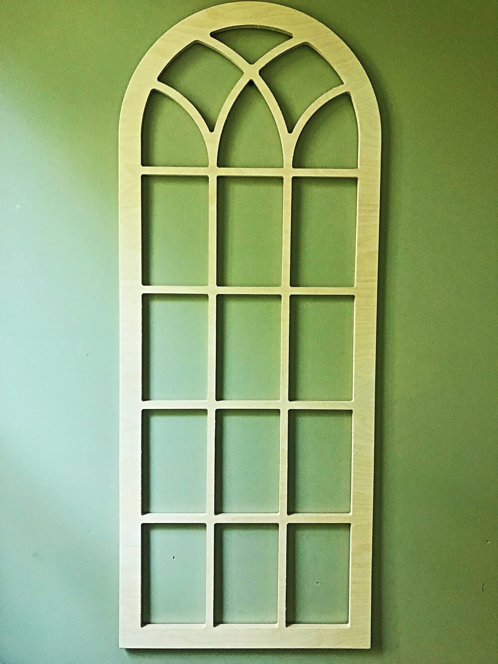Arched Wood Wall Decor Faux Window Frame Arched Stained Etsy