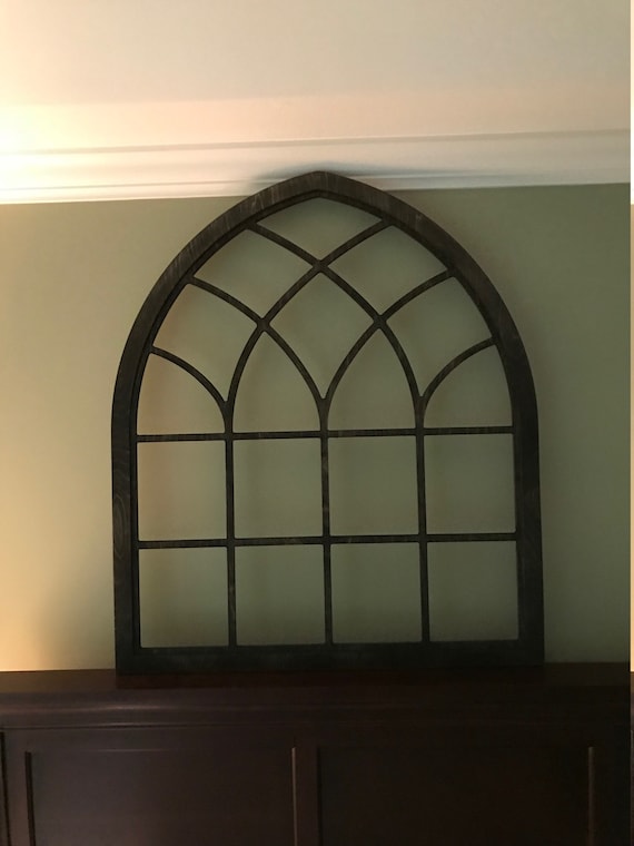 Large Arched Inset Wood Frame Faux Window Arched Stained Etsy