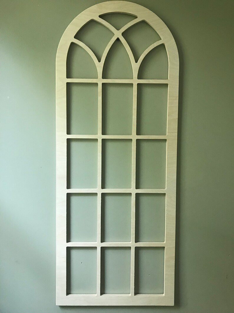 Arched Wood Wall Decor faux window frame arched stained Etsy