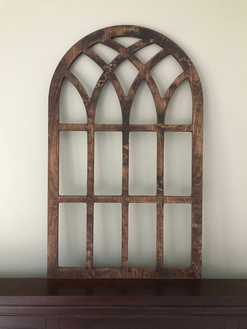 Arched Window frame faux farmhouse arched stained custom