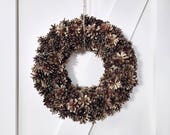 Handmade Pinecone Wreath - Gold