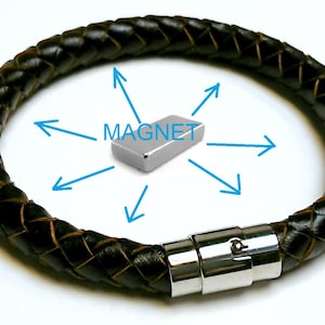 Magnetic magnet Natural real Leather Bracelet filled with very strong magnets Health  Arthritis therapy