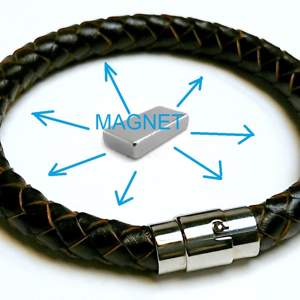 Magnetic magnet Natural real Leather Bracelet filled with very strong magnets Health  Arthritis therapy